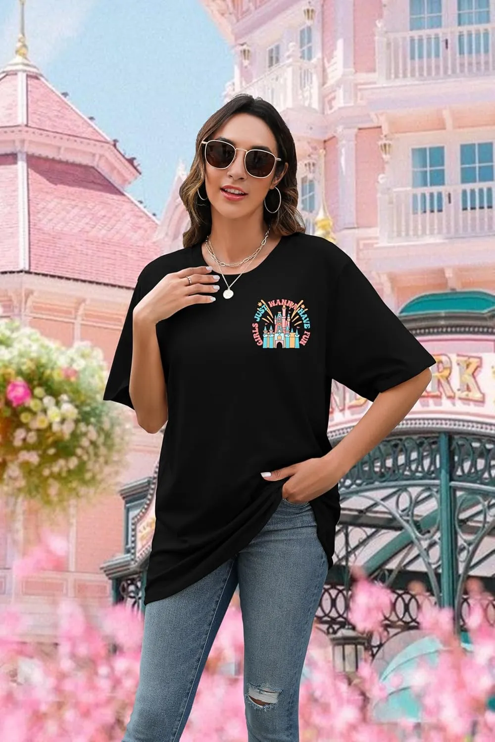 Magic Kingdom Shirt Women Girls Just Wanna Have Fun Shirt Girls Trip T-Shirt Cute Magical Tee Summer Vacation Tops