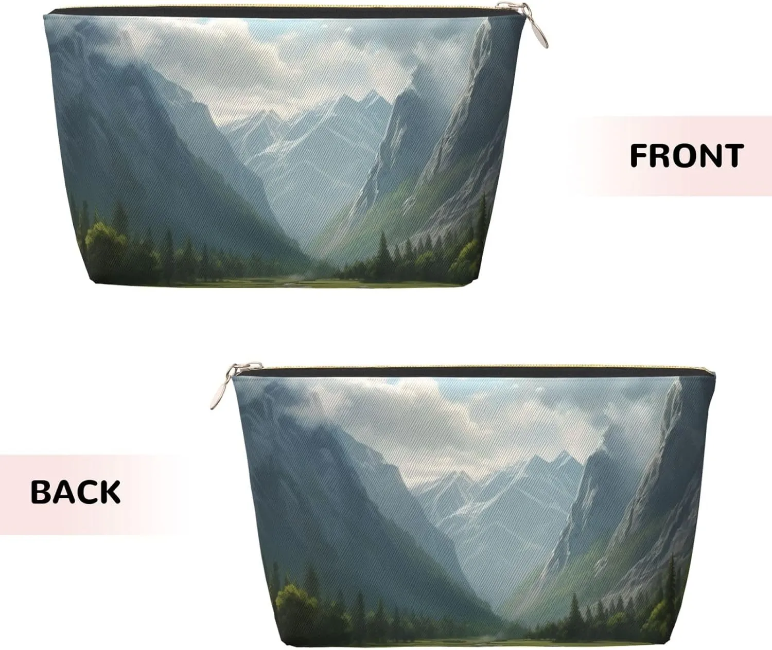 Makeup Bag for Women Valley Travel Cosmetic Bag Large Capacity Portable Makeup Organizer Bags PU Leather Waterproof Toiletry Bag Cute Aesthetic Zipper Makeup Pouch