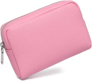 Makeup Bag Large Capacity Women's Classic Black Wash Bag Adjustable Partition Wash Brush and Cosmetic Carrying Bag (PU/Azalea Pink)