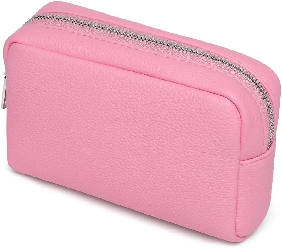 Makeup Bag Large Capacity Women's Classic Black Wash Bag Adjustable Partition Wash Brush and Cosmetic Carrying Bag (PU/Azalea Pink)