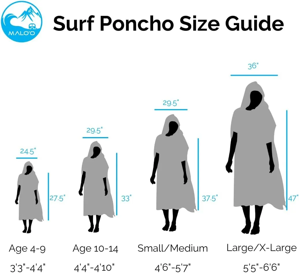 Malo'o Microfiber Surf Poncho - Youth 10-14 Black (Youth)