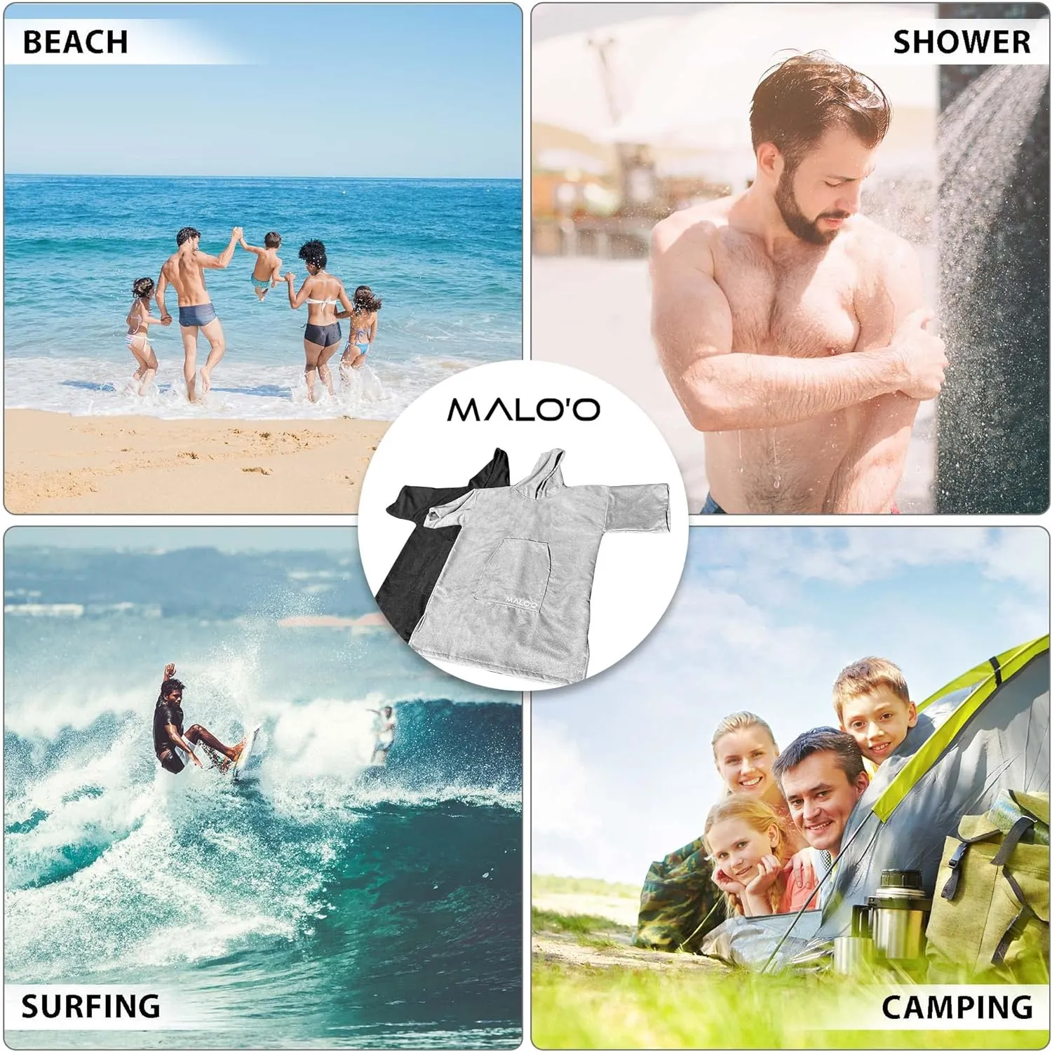 Malo'o Microfiber Surf Poncho - Youth 10-14 Black (Youth)