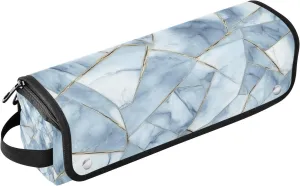Marble Stones Geometric Style Hair Tool Travel Bag for Women with Heat Resistant Pad Portable Hair Styling Tool Organizer for Flat Irons, Straighteners, Curling Irons
