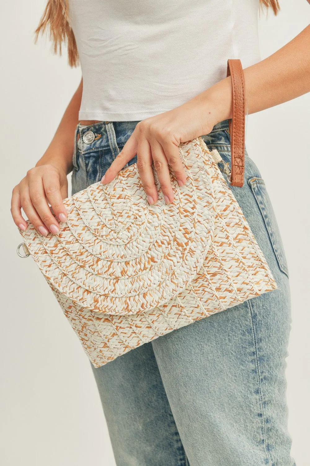 MB0184 STRAW ENVELOPE CROSSBODY AND CLUTCH BAG