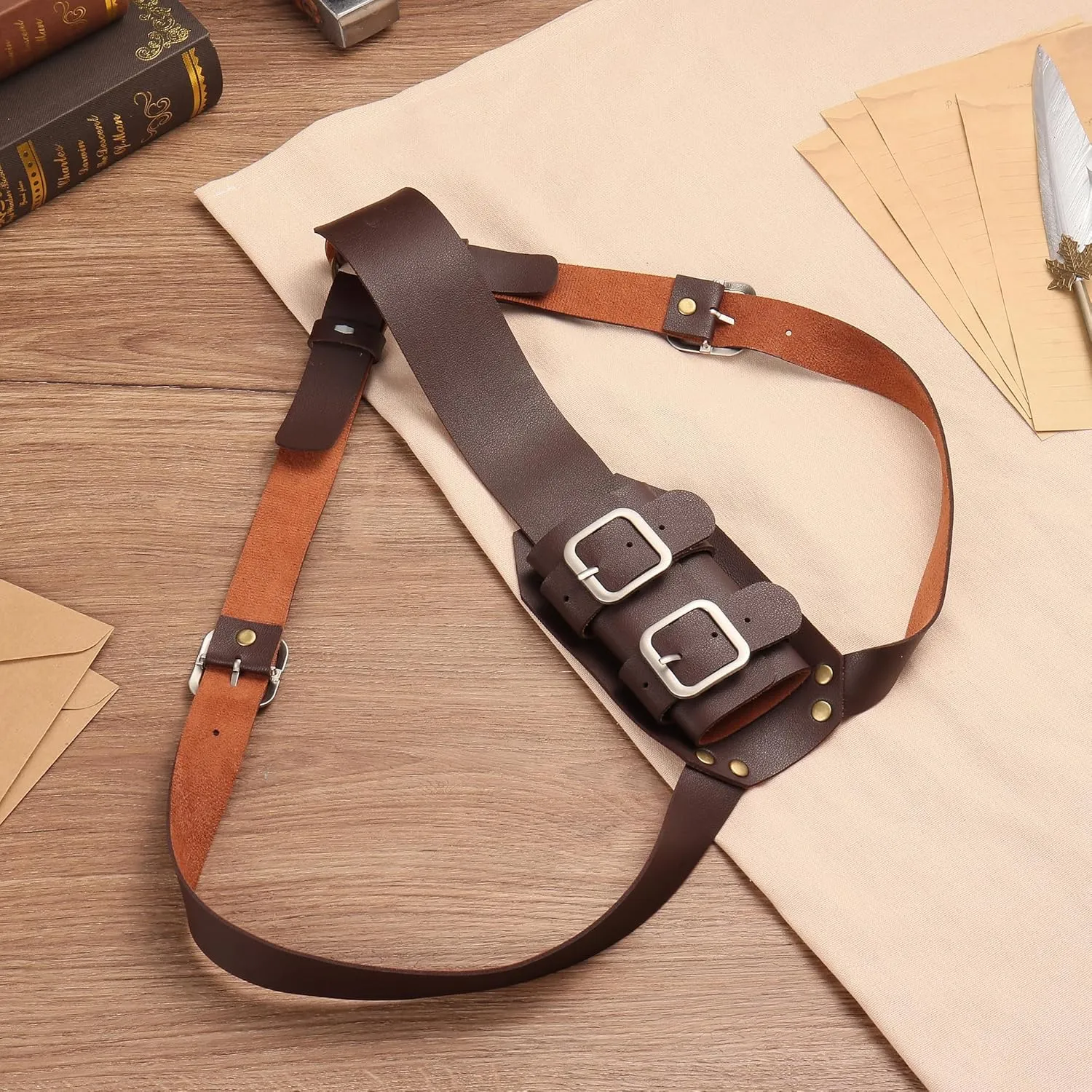 Medieval Leather Back Sword Frog Adjustable Sword Holster Sheath Renaissance Warrior Costume Accessory