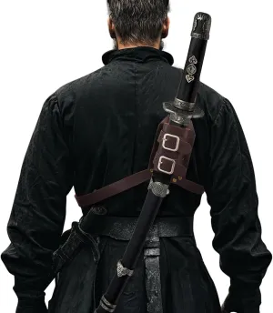 Medieval Leather Back Sword Frog Adjustable Sword Holster Sheath Renaissance Warrior Costume Accessory