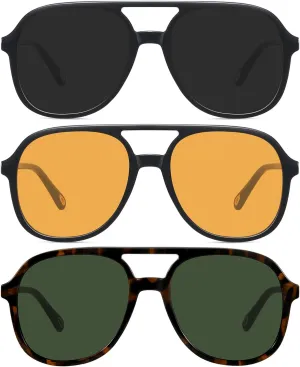MEETSUN Retro Oversized Aviator Sunglasses for Women Men Trendy Square Aviators 70s Vintage Sun Glasses