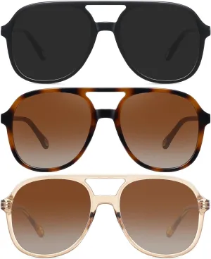 MEETSUN Retro Oversized Aviator Sunglasses for Women Men Trendy Square Aviators 70s Vintage Sun Glasses