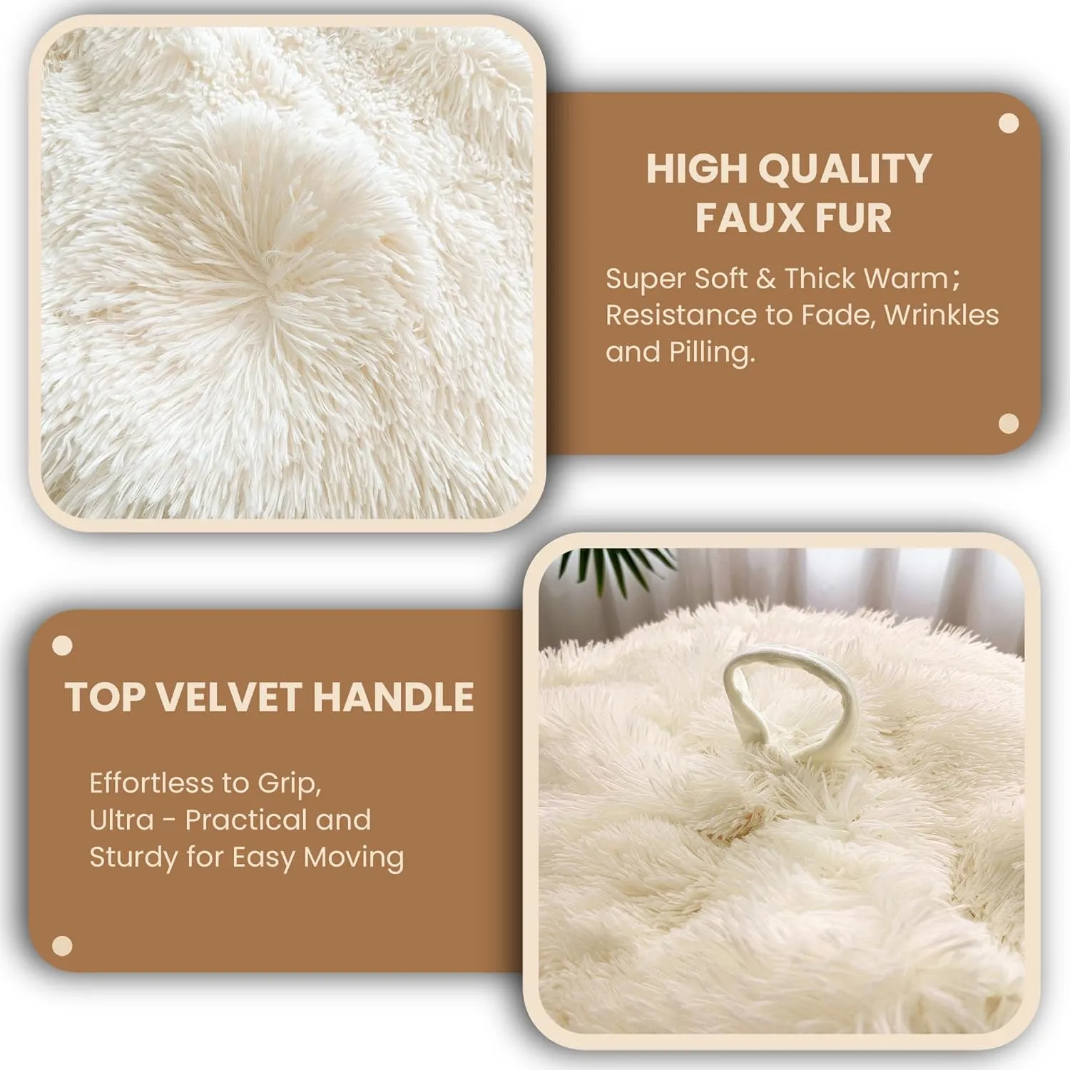MEGO 5FT Giant Faux Fur Bean Bag Chair Cover (No Filler), Soft Fluffy Lazy Sofa Bed Cover for Living Room Bedroom, Stuffed Animal Beanbag Storage for Plush Toys Textile, Anti-slip, Beige