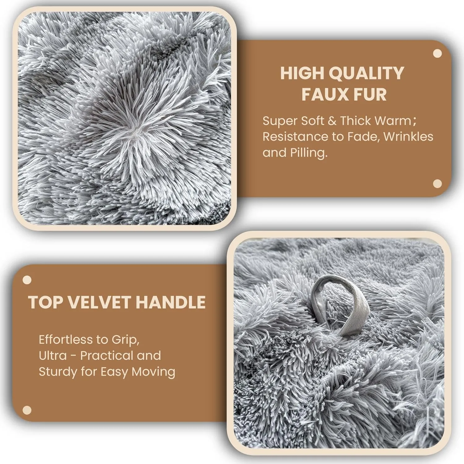 MEGO 5FT Oversized Soft Comfy Bean Bag Chair Cover (No Filler), Giant Fluffy Faux Fur Lazy Sofa Bed Cover Home Decor, Anti-slip Furry Stuffed Animal Storage for Organizing Plush Toys Textile, Grey