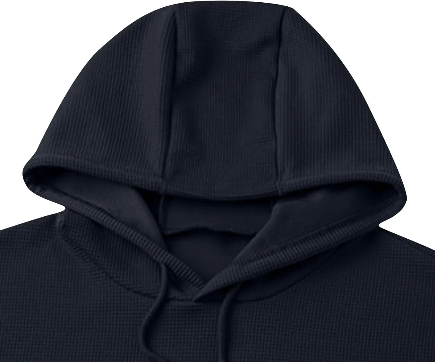 Men Hoodies Waffle Knit Solid Color Fashion Sweatshirts Long Sleeve Comfy Lightweight Hooded Sweatshirt