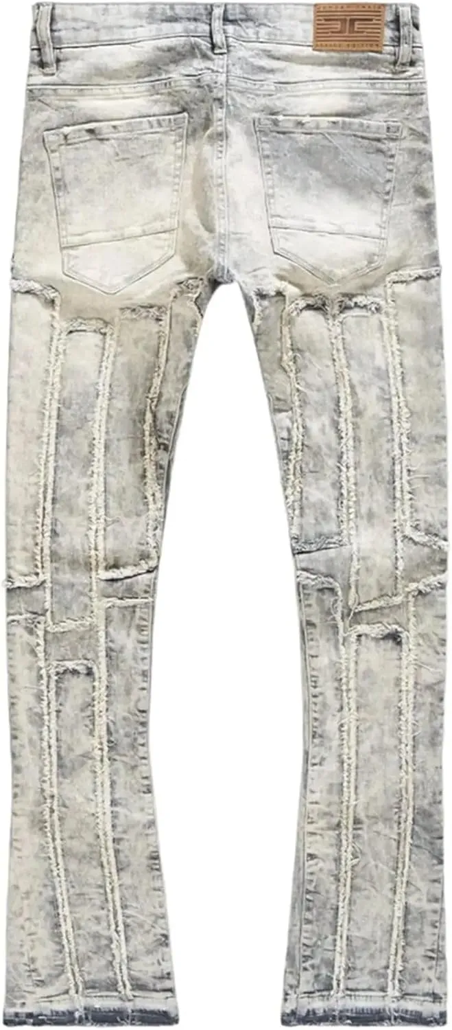 Men Raw Edge Fabric Jeans (Artic Sunset)