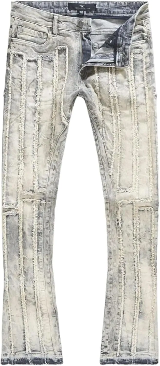 Men Raw Edge Fabric Jeans (Artic Sunset)