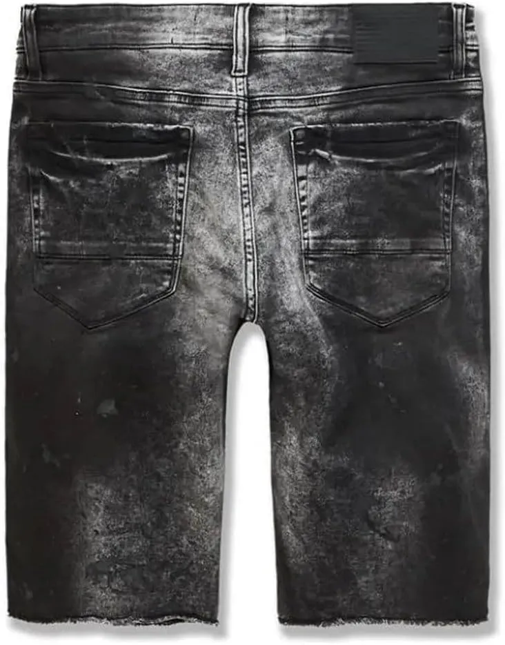 Men Sparta Striped Denim Shorts (Triple Black)