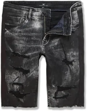 Men Sparta Striped Denim Shorts (Triple Black)