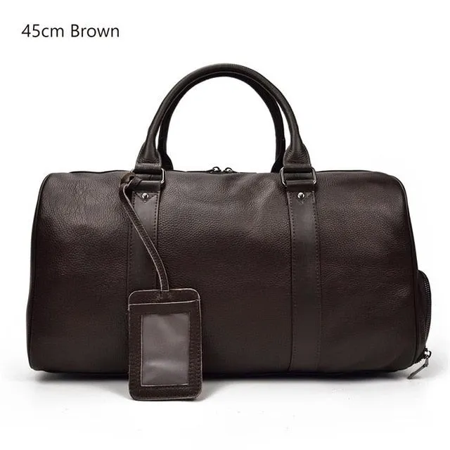 Men Travel Bag Soft Genuine Leather Big Travel Duffel Overnight Large Capacity Black Carry On Luggage Weekend Bags male Handbag