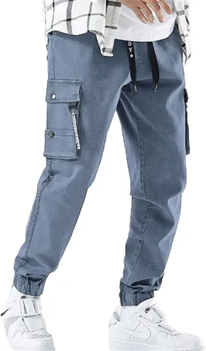 Men's Baggy Jeans Hip Hop Jeans Drawstring Multi Pocket Loose Jeans Fashion Dance Skater Skateboard Pants