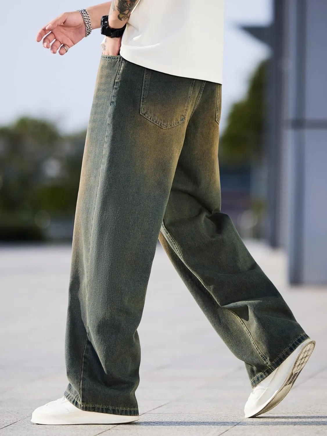 Men's Baggy Jeans Y2K Vintage Wide Leg Denim Pants Hip Hop Extra Loose Skater Jeans Streetwear