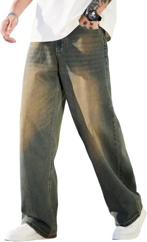 Men's Baggy Jeans Y2K Vintage Wide Leg Denim Pants Hip Hop Extra Loose Skater Jeans Streetwear