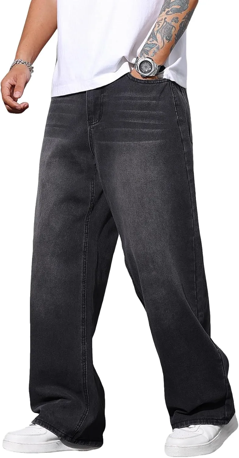 Men's Baggy Jeans Y2K Vintage Wide Leg Denim Pants Hip Hop Extra Loose Skater Jeans Streetwear
