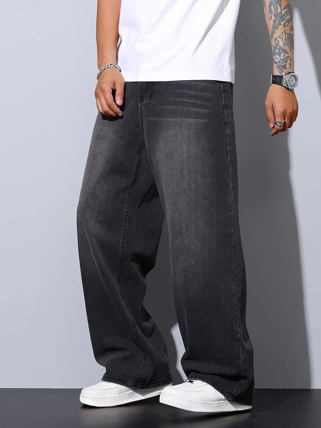 Men's Baggy Jeans Y2K Vintage Wide Leg Denim Pants Hip Hop Extra Loose Skater Jeans Streetwear