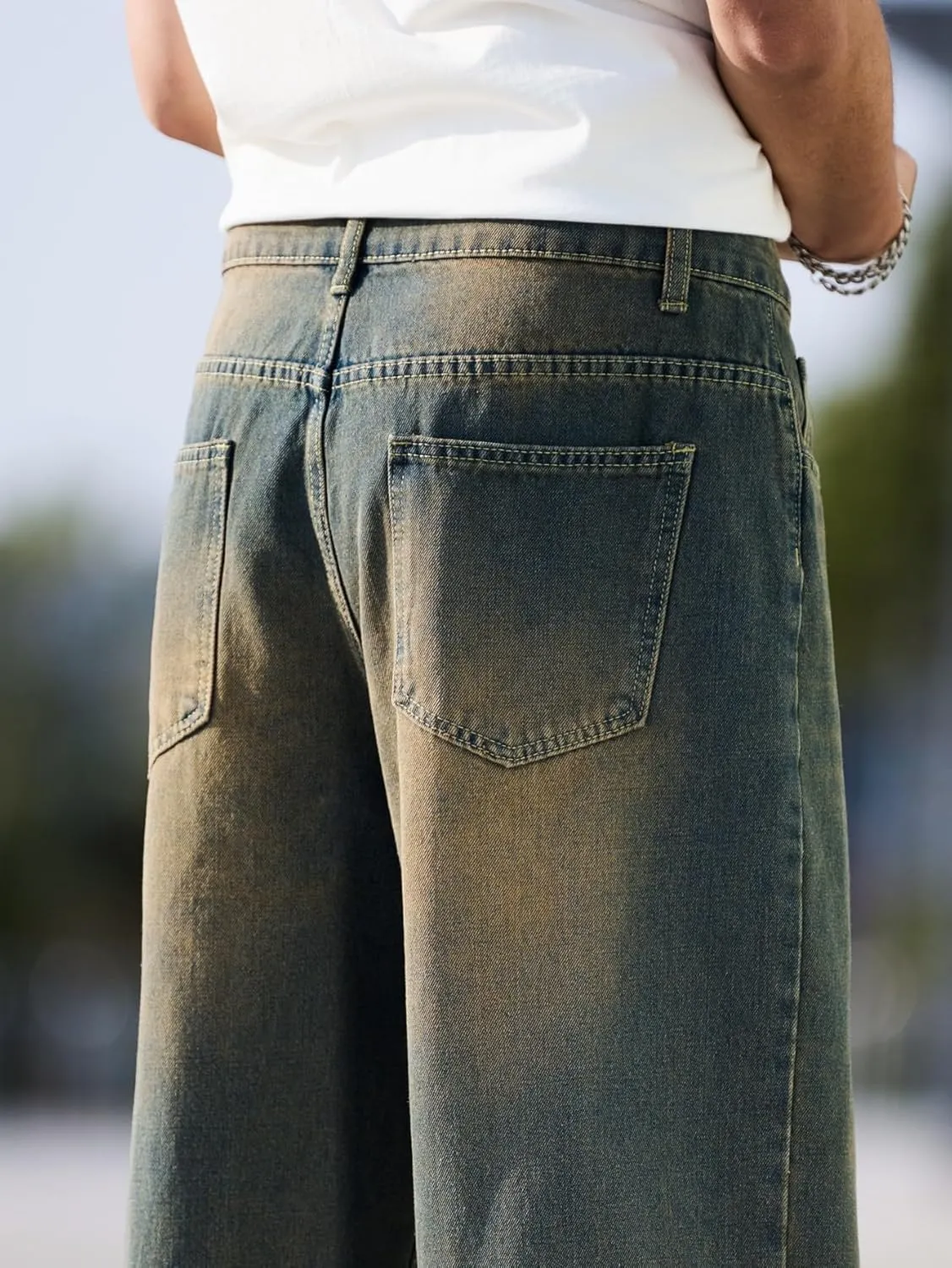 Men's Baggy Jeans Y2K Vintage Wide Leg Denim Pants Hip Hop Extra Loose Skater Jeans Streetwear
