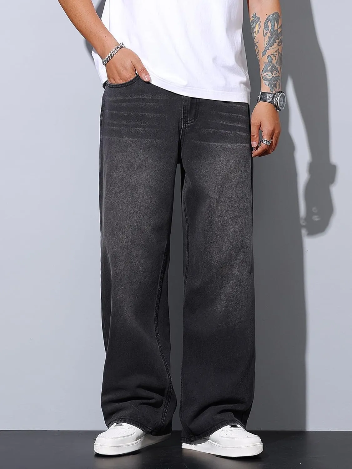 Men's Baggy Jeans Y2K Vintage Wide Leg Denim Pants Hip Hop Extra Loose Skater Jeans Streetwear
