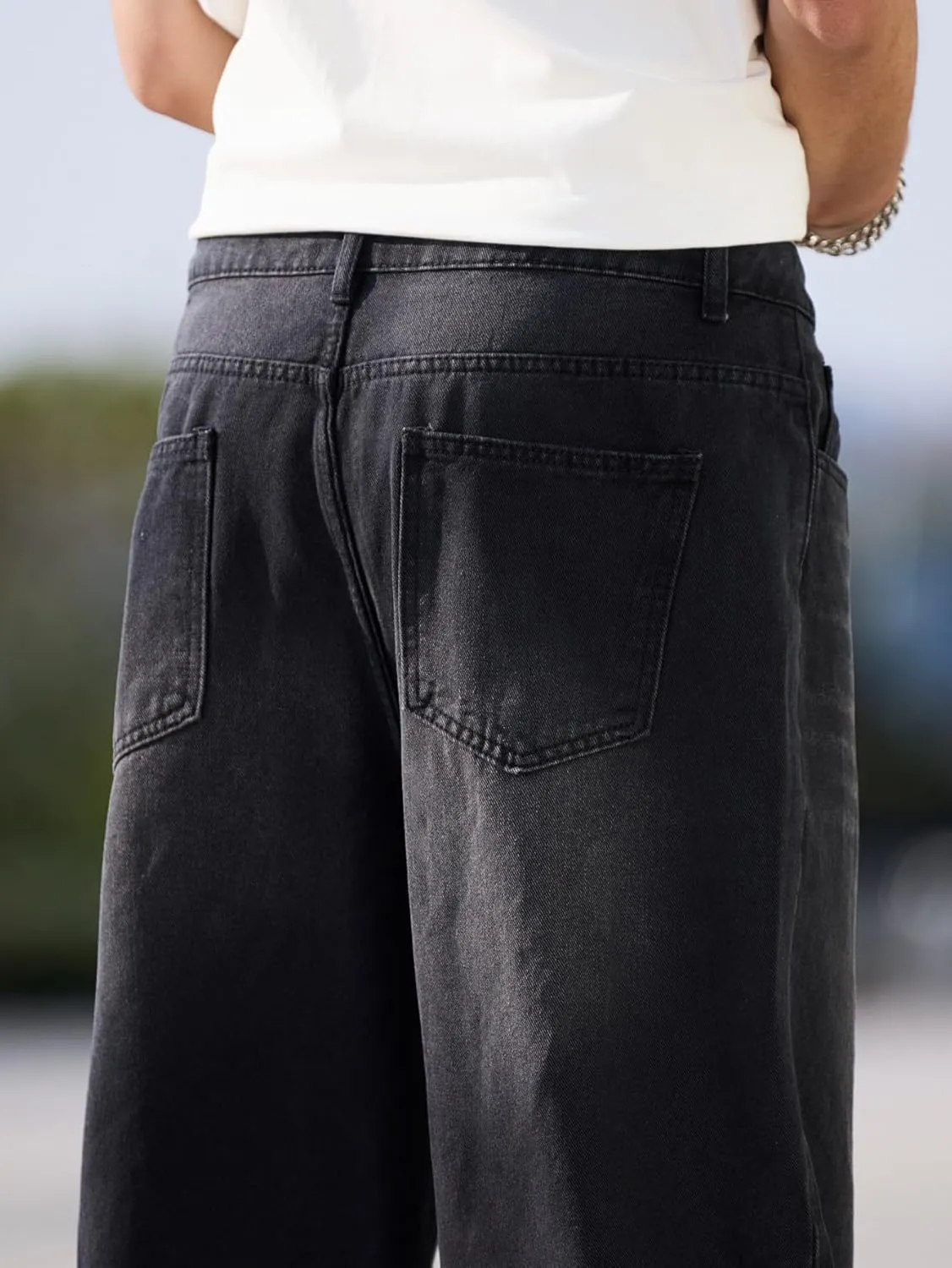 Men's Baggy Jeans Y2K Vintage Wide Leg Denim Pants Hip Hop Skater Jeans Loose Fit Trousers 2000s Streetwear