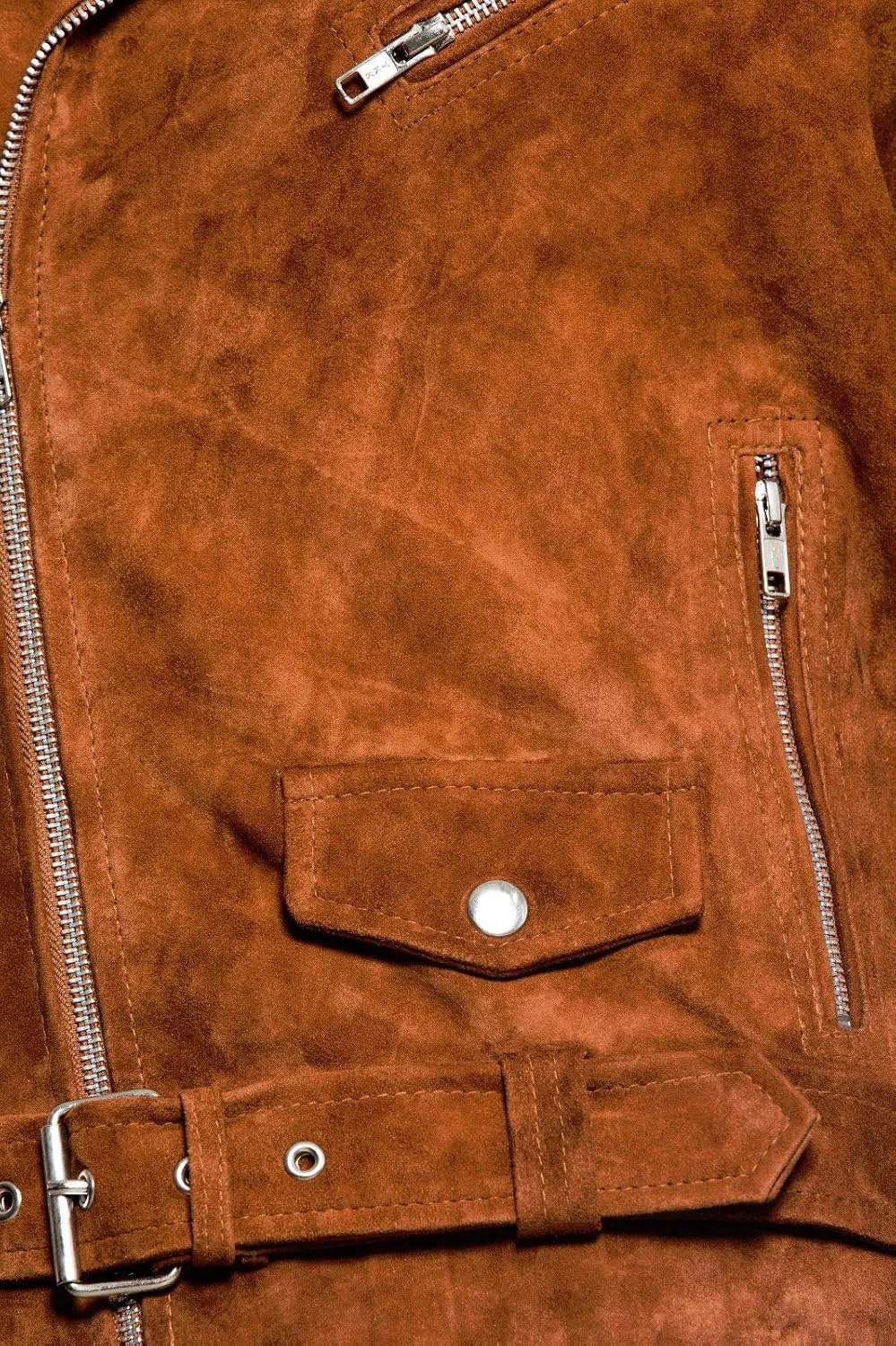 Men's Classic Brando Casual Brown Tan Suede Leather Biker Jacket