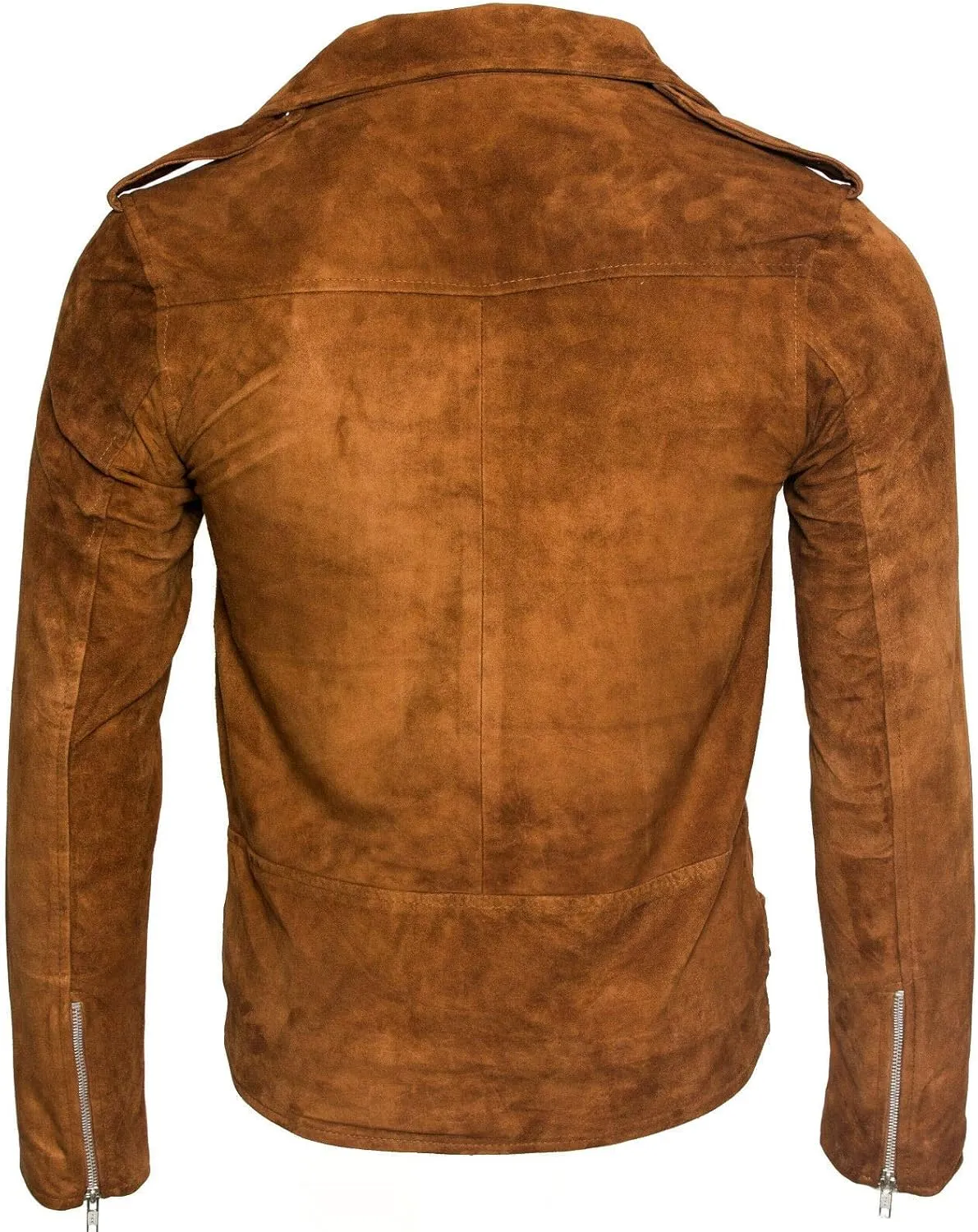 Men's Classic Brando Casual Brown Tan Suede Leather Biker Jacket
