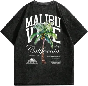 Men's Graphic Oversized Short Sleeve Tee Shirt Y2K Vintage Cool Acid Wash Streetwear T-Shirts