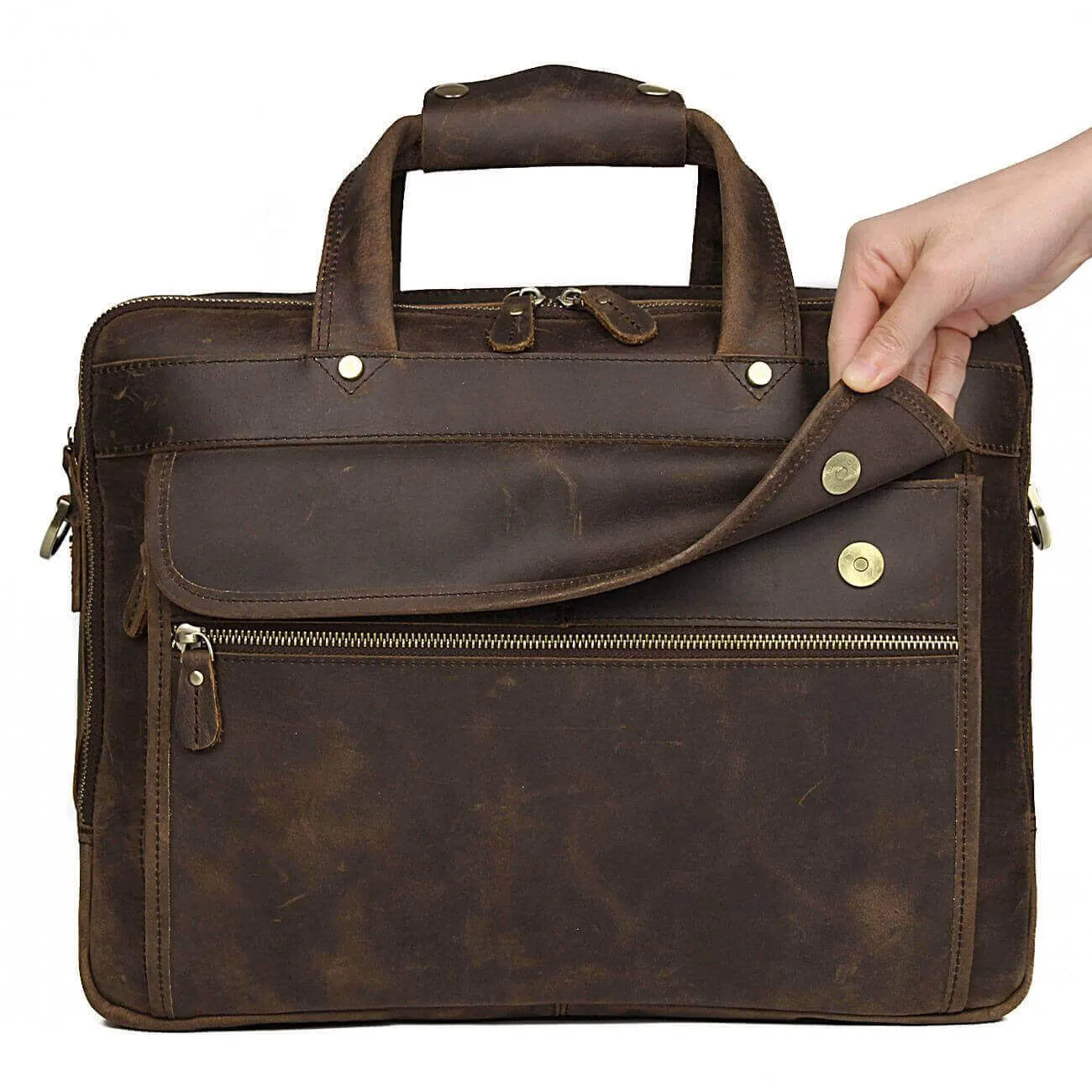 Men's Leather Laptop Bag | Vintage Crazy Horse Work Bag