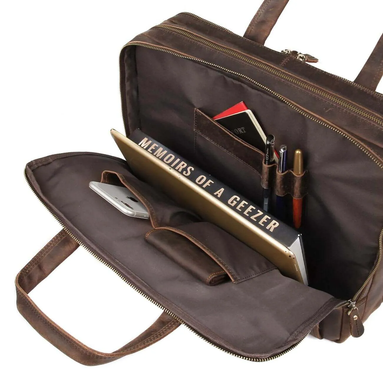 Men's Leather Laptop Bag | Vintage Crazy Horse Work Bag