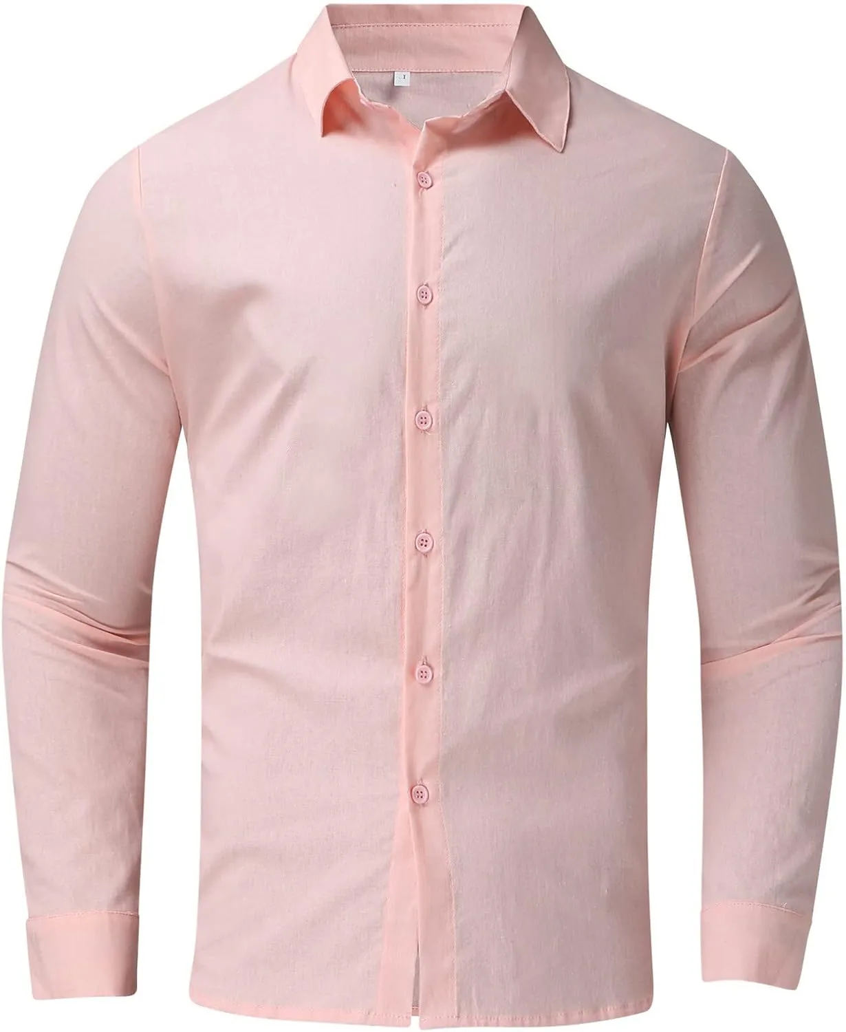 Men's Long Sleeve Cotton Linen Shirt Beach Buttons Down Solid Plain Roll Up Sleeve Summer Beach Shirts Work Shirt
