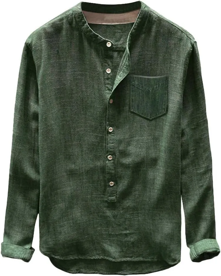 Men's Muscle Fit Dress Shirts Long Sleeve Buttons Down Solid Plain Roll Up Sleeve Summer Beach Shirts Casual Long