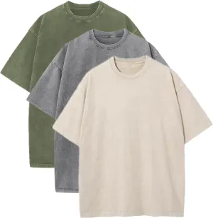 Men's Oversized T-Shirts Unisex Vintage Tees Acid Wash Cotton Tshirt Short Sleeve Casual Shirt