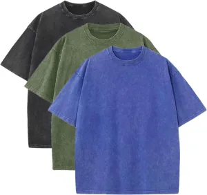 Men's Oversized T-Shirts Unisex Vintage Tees Acid Wash Cotton Tshirt Short Sleeve Casual Shirt