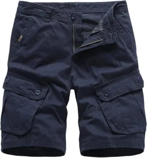 Mens Shorts 5 Inch Inseam Big and Tall Cotton Buckle Zipper Multi Pocket Cargo Shorts Fashion Outddor Work Shorts