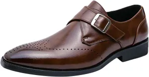 Men's Single Monk Shoes Smart British Style Microfiber Leather Dress Brogues