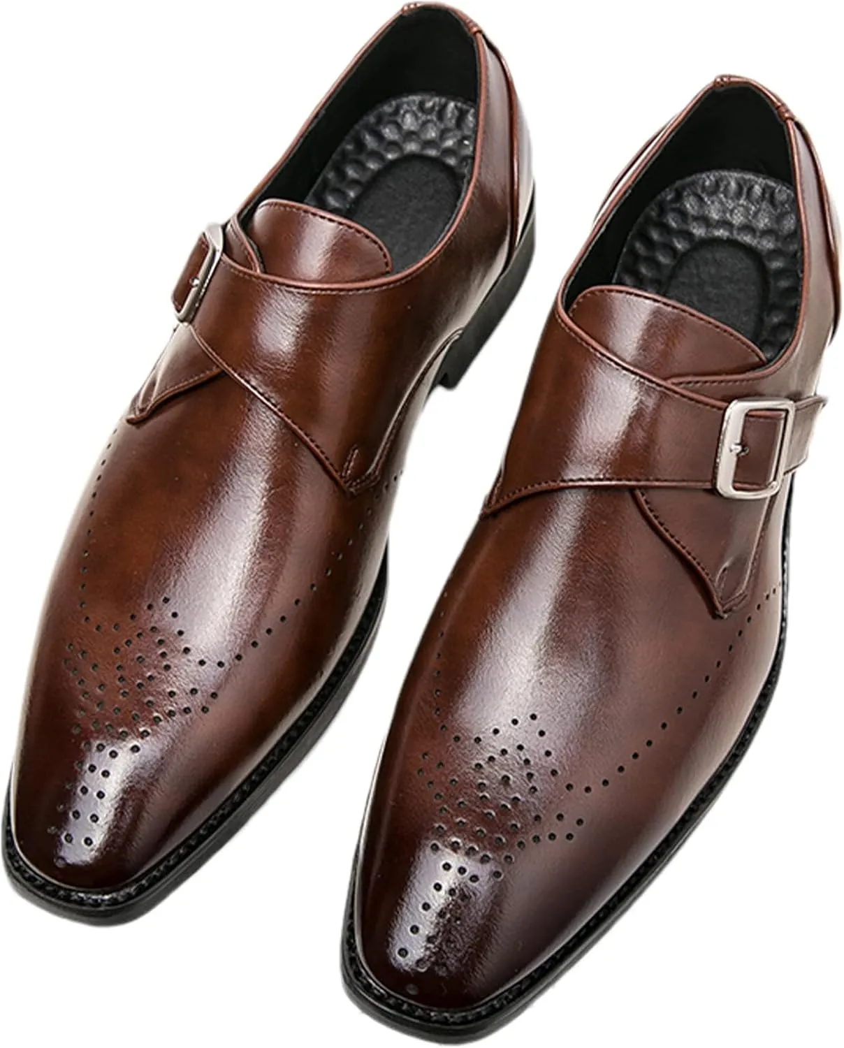 Men's Single Monk Shoes Smart British Style Microfiber Leather Dress Brogues