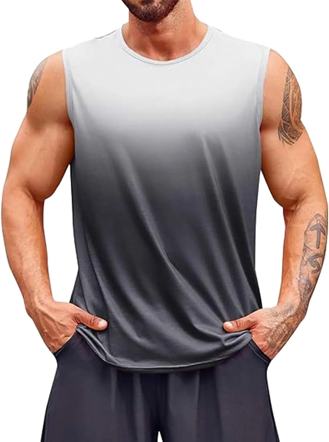 Mens Sleeveless Tank Tops Tie Dye Printed Quick Dry Workout Fittness Muscle Gym T Shirts Beach Summer Tops