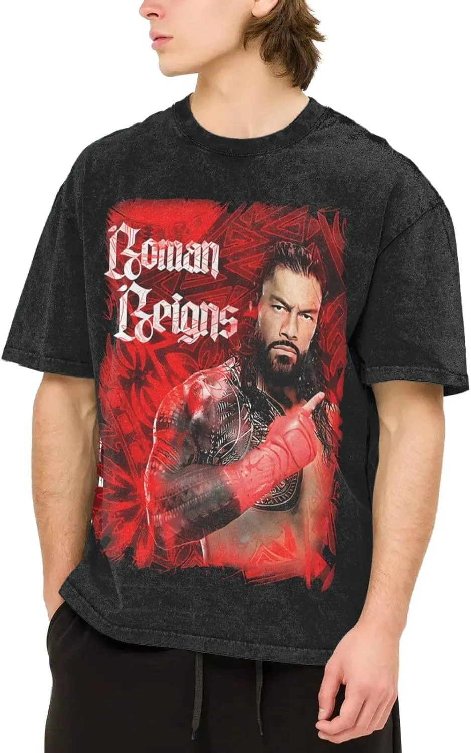 Men's Vintage Oversized Drop Shoulder Novelty T Shirts Loose Wash Solid Tees Tops