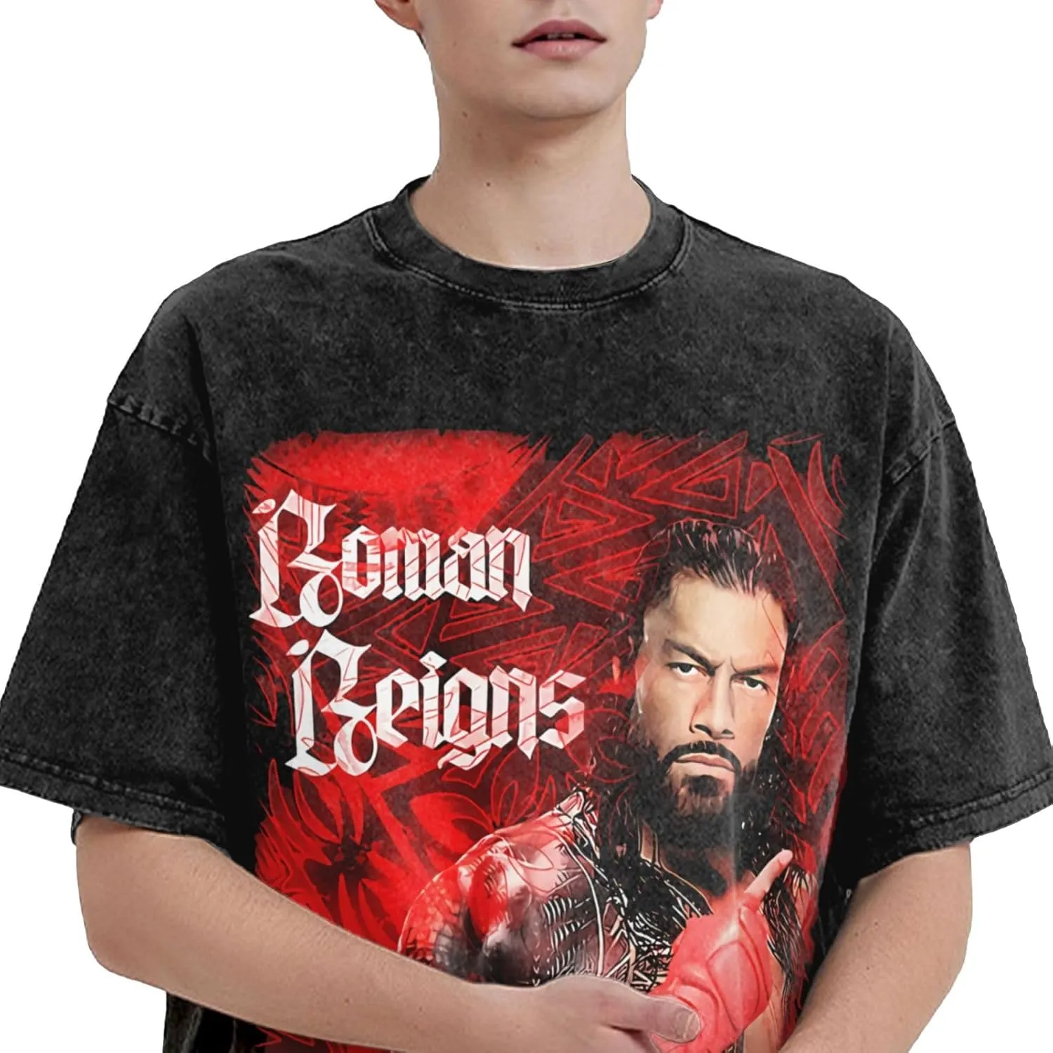Men's Vintage Oversized Drop Shoulder Novelty T Shirts Loose Wash Solid Tees Tops