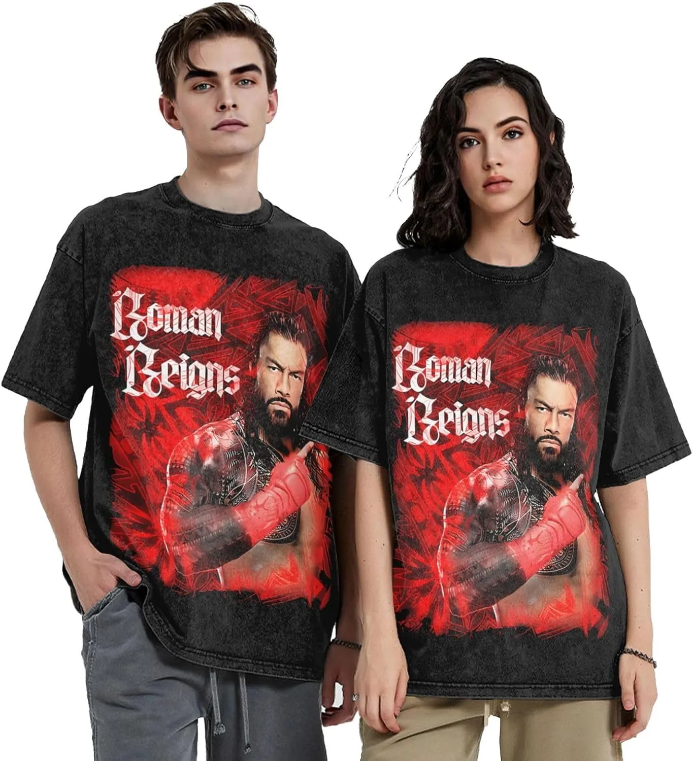 Men's Vintage Oversized Drop Shoulder Novelty T Shirts Loose Wash Solid Tees Tops