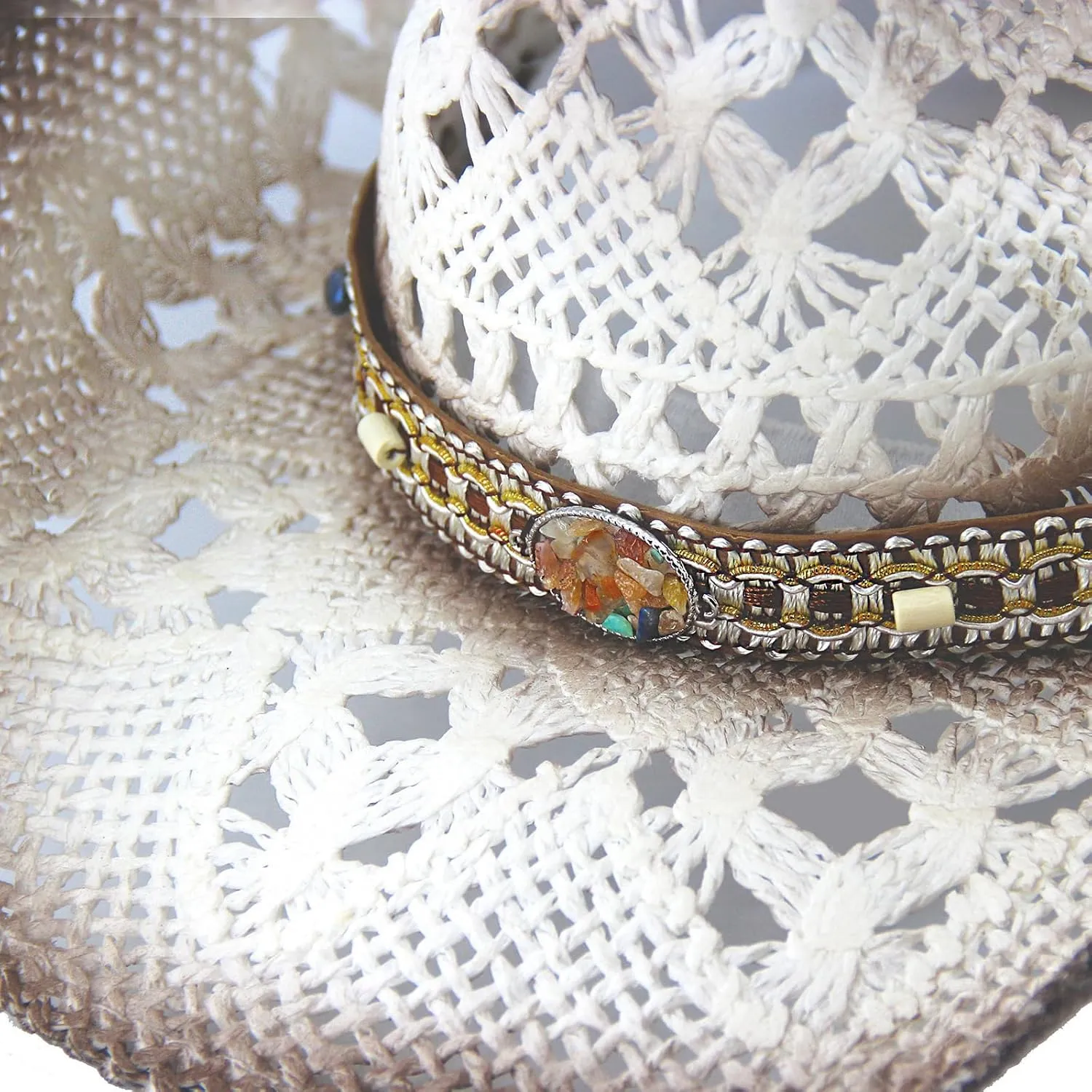 Men's Women's Straw Cowboy Hat Cowgirl Woven Sun Hat Western Cowboy Hat Two Decorative Bands