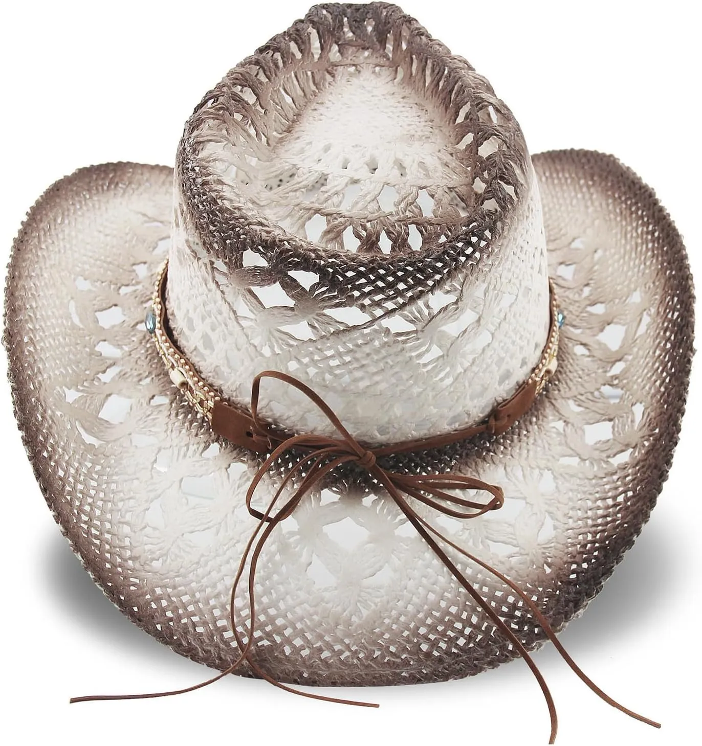Men's Women's Straw Cowboy Hat Cowgirl Woven Sun Hat Western Cowboy Hat Two Decorative Bands