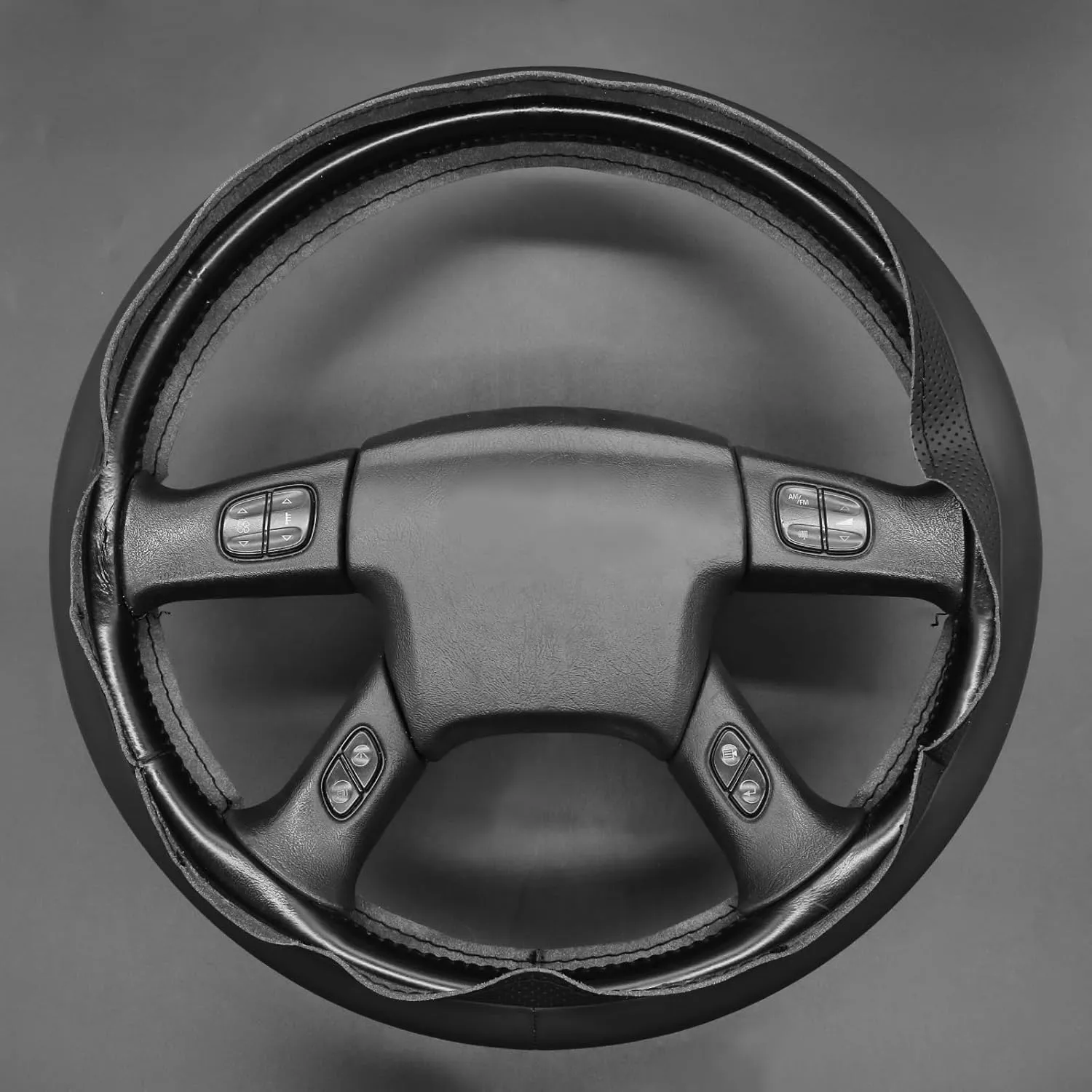 MEWANT Hand Stitch Car Steering Wheel Wrap Cover for Chevrolet Silverado 2003-2007 Steering Wheel Protector Steering Wheel Accessories(3D Style)