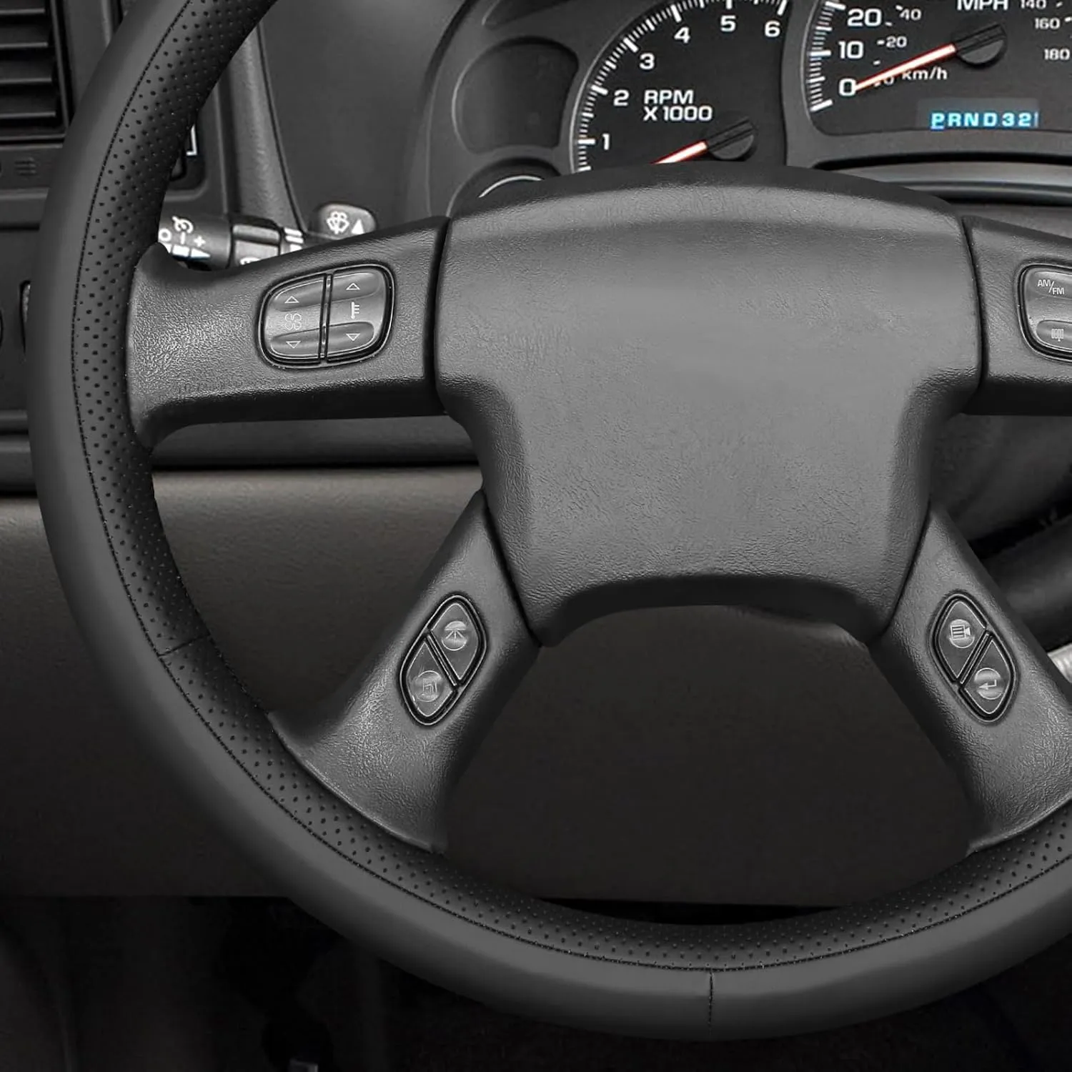 MEWANT Hand Stitch Car Steering Wheel Wrap Cover for Chevrolet Silverado 2003-2007 Steering Wheel Protector Steering Wheel Accessories(3D Style)