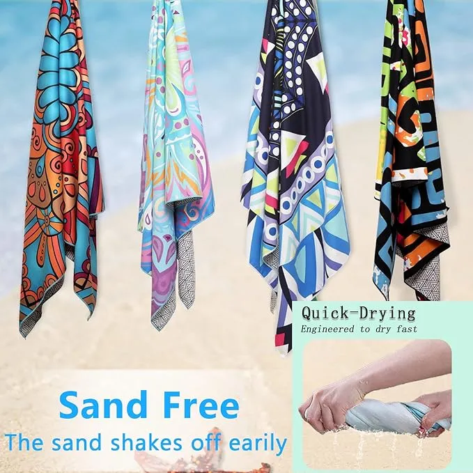 Microfiber Beach Towels 2 Packs, Oversized Quick-Dry Towels for Adults, Lightweight Thin Towels (72" x 36") for Swimming, Beach, Camping