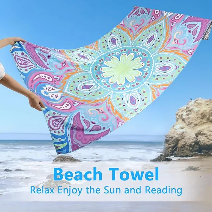 Microfiber Beach Towels 2 Packs, Oversized Quick-Dry Towels for Adults, Lightweight Thin Towels (72" x 36") for Swimming, Beach, Camping